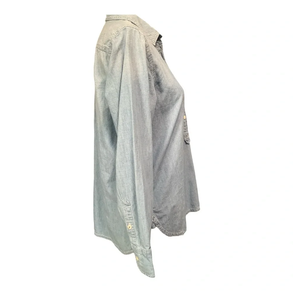 J. Crew Classic Faded Chambray Popover Ladies Size 8